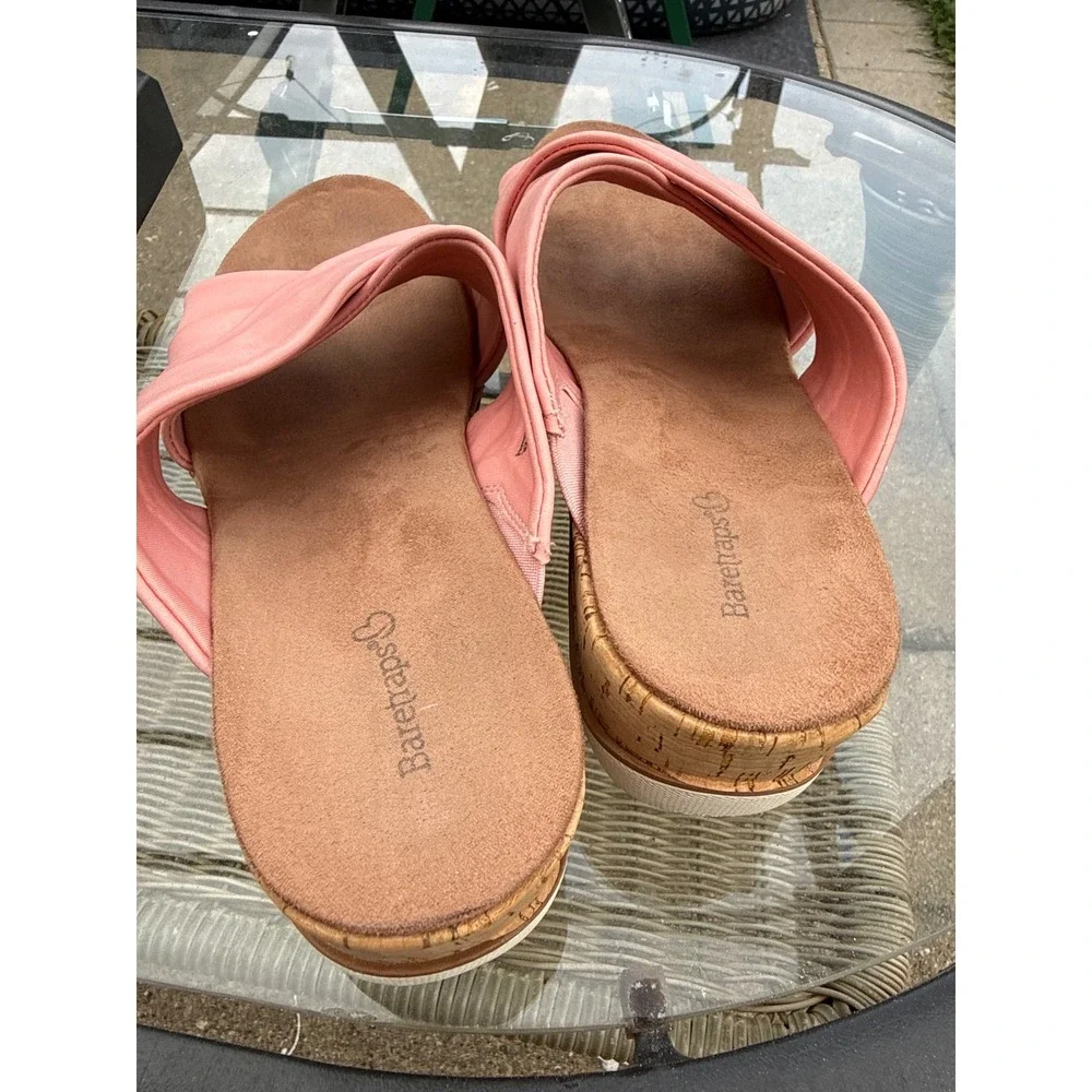 Baretraps Carmiela Pink Crisscross Wedge Slide Sandals Womens 11